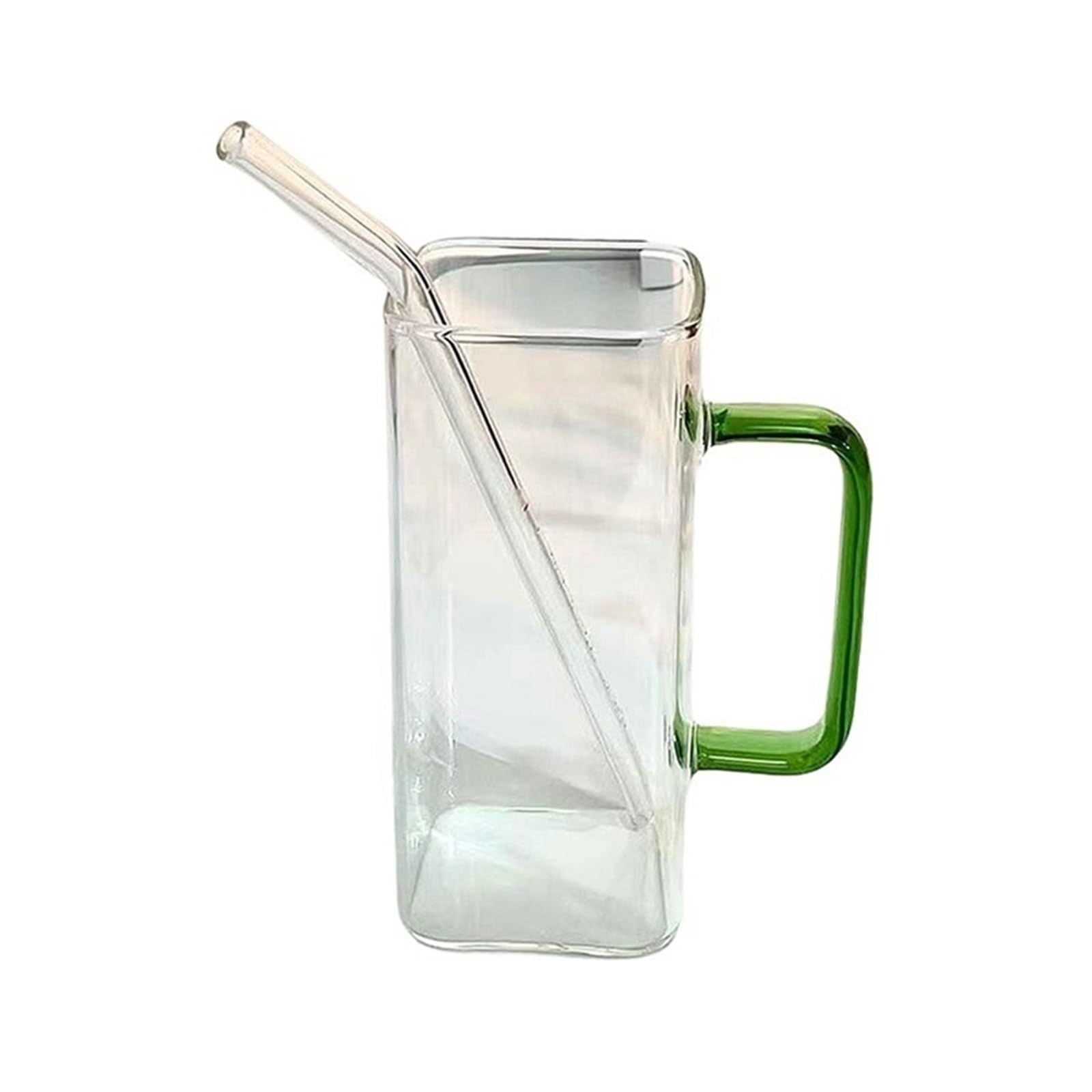 Verre borosilicate carré haut de gamme de 450 ml avec paille
