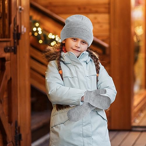 Image of Mittens Gloves Beanie Hat Set for Kids Baby Toddler, Winter Cute Soft Thick Warm Knit Pullover Cap Set for Boys Girls (Navy Blue)