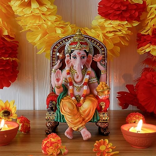 Estatua Ganesha Hindú de Polystone de 7.8 pulgadas miniatura 6