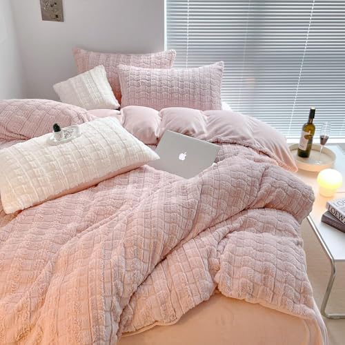 Covebett Warme Bettwäsche 135x200 4 Teilig Mädchen Rosa Winter Flauschig...