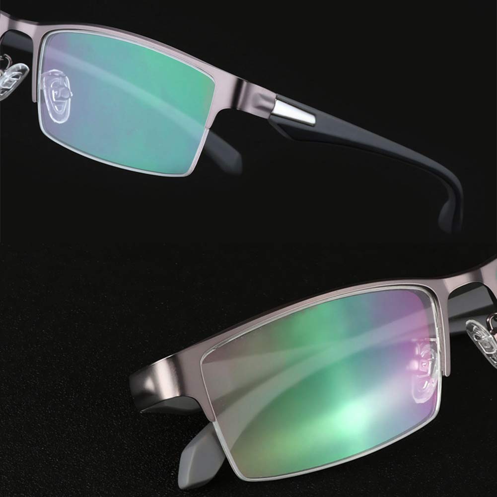 Okulary do czytania unisex z połową felgą, kieszonkowy czytnik metalowa ramka z etui okulary przeciwsłoneczne Uv400
