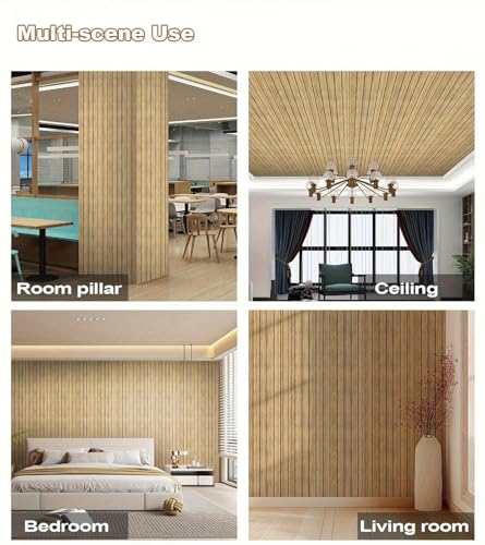 Panel de pared de listones de PVC autoadhesivo imitación madera 3D 8