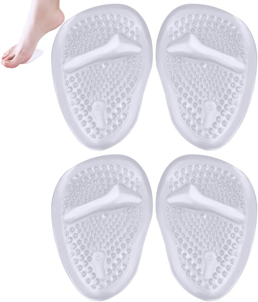 nuosen 2 Pairs Gel Insoles Women, Foot Pain Relief Pads Metatarsal Cushions Ball Foot Gel Pads Cushions (Transparent)