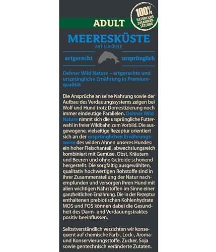 Dehner Wild Nature Hundefutter Meeresküste, Trockenfutter getreidefrei, Kroketten, für ausgewachsene Hunde, Makrele, 12 kg