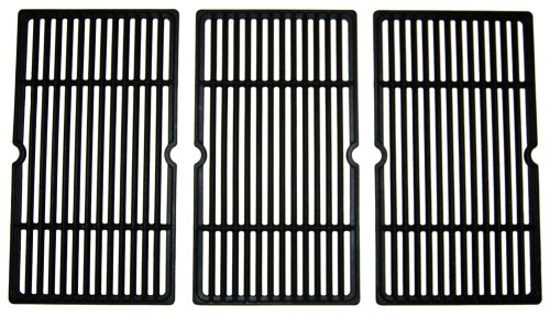 Music City Metals Matte Cast Iron Cooking Grid Replacement for Select Gas Grill Models by Charbroil, Kenmore and Others, Set of 3