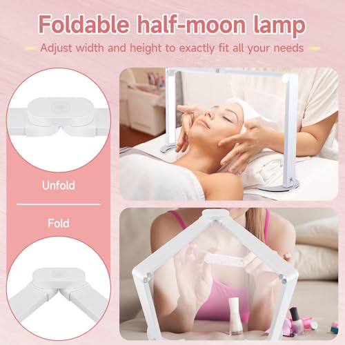 VIHBRAI Lampe für Nagel Schreibtisch,Faltbare LED Nageltischlampe für Nail,26 in Nageltisch lampe für Schönheit/Wimpern/kosmetikliege (Quadrat-Weiß)