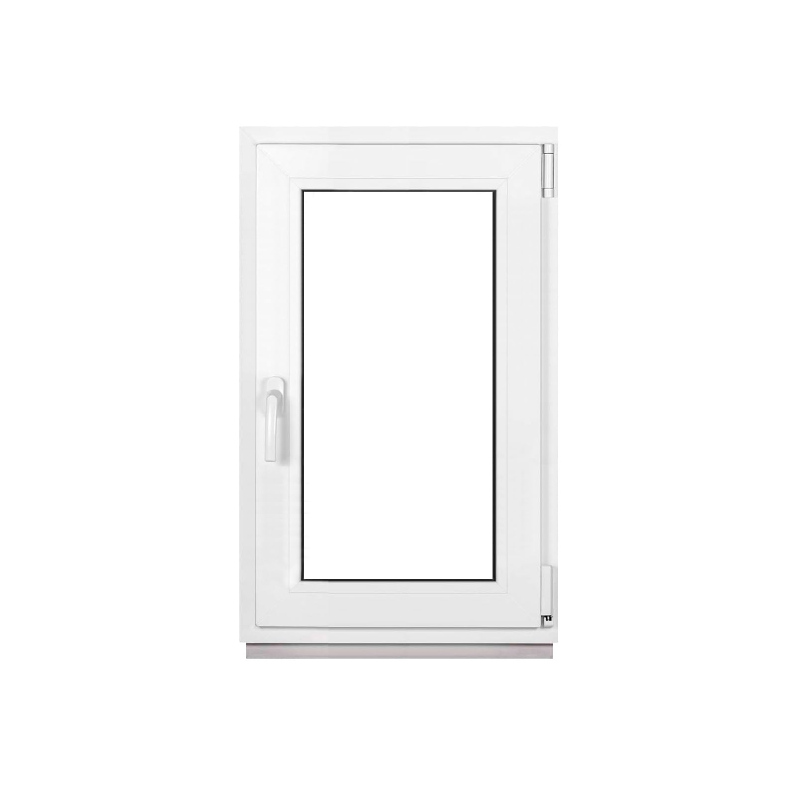 Framex Finestra in Plastica Bianca Larghezza x Altezza 55 x 90 cm (550 x 900 mm) Doppi Vetri (32 mm), Anta-Ribalta, Girevole DIN Destra – Premium