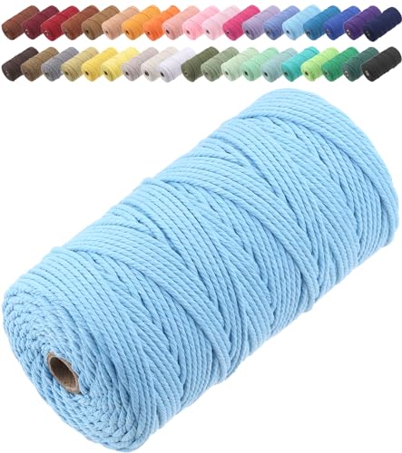 GOHOF Macrame Cord 3mm x 150m Premium Cotton Macrame Rope, 4 Strand Twisted Soft Cotton Cord