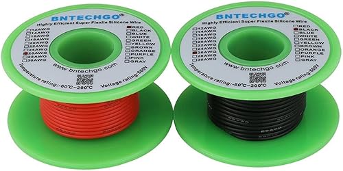 Vista 23 de BNTECHGO Bobina de alambre de silicona de calibre 20, color rojo, 50 pies y negro, 50 pies, flexible de 20 AWG, alambre de cobre estañado trenzado