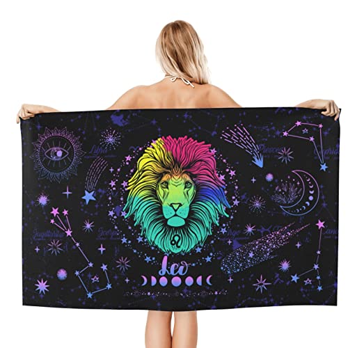 Jasutot Leo Constellation Bath Towel Zodiac Sign Bath Towel For Pool Swimming Outdoor Camping And Sports Constellation Towels 31.5"X52" #TOP1