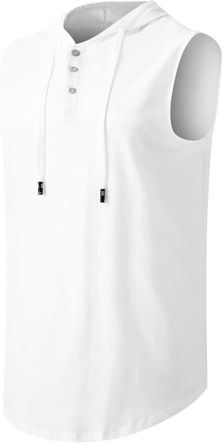 Aiyino Men's Sleeveless Sports Hooded Tank Tops Casual Muscle T Shirts Summer Bodybuilding Workout Gym Hoodies - Image 2