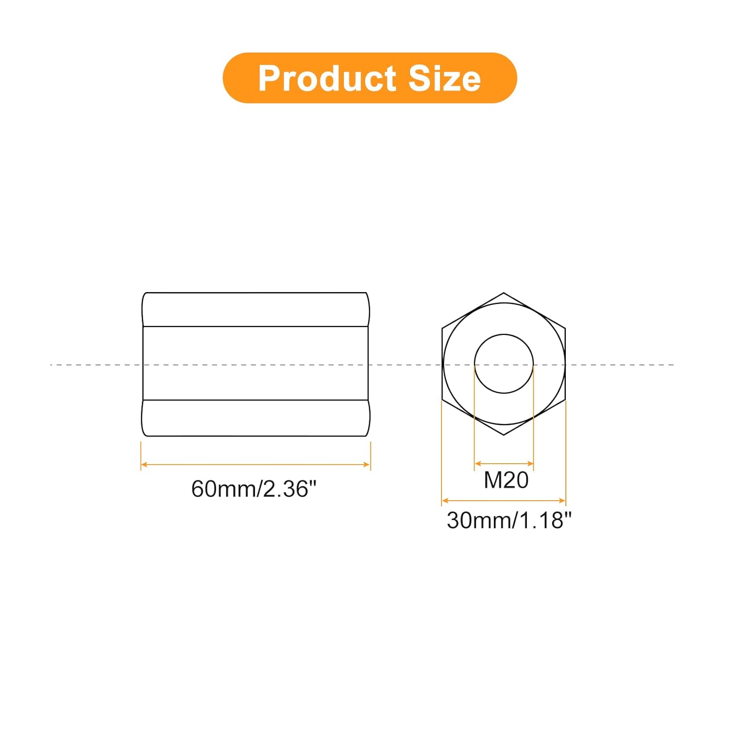 Uxcell Tuercas De Acoplaiento 5 X 0.8 De Paso De 0.787 In De Longitud