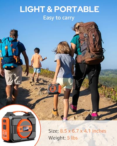 Portable Power Station Bank 300W Rated(600W Peak),220Wh Solar Powered Power Bank with 2 AC Outlet 110V Pure Sine Wave, 60000mAh Power Bank Lithium Battery Pack for Home Outdoor Camping Emergency - Image 6