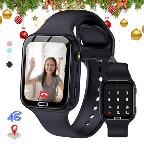 MiracDan Reloj Inteligente Niño 4G, 1.83''HD Smartwatch Niños GPS y Llamadas, Videollamada/SOS/Chat de Voz/Modo Escuela/Podómetro/Linterna/Despertador/7 Guegos Smartwatch Niño Regalo para 4-12 Años