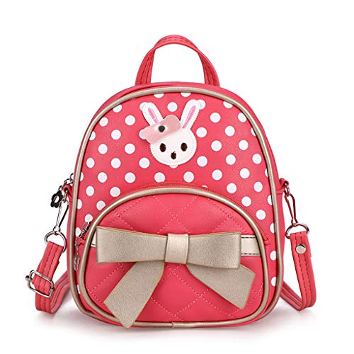 Preisvergleich Produktbild QAZWSXD Kindergarten Rucksack Umhängetasche Mit Einem Kaninchen Geschenk Tasche Outdoor Strandtasche Große Kapazität Niedlichen Punkt Rot A