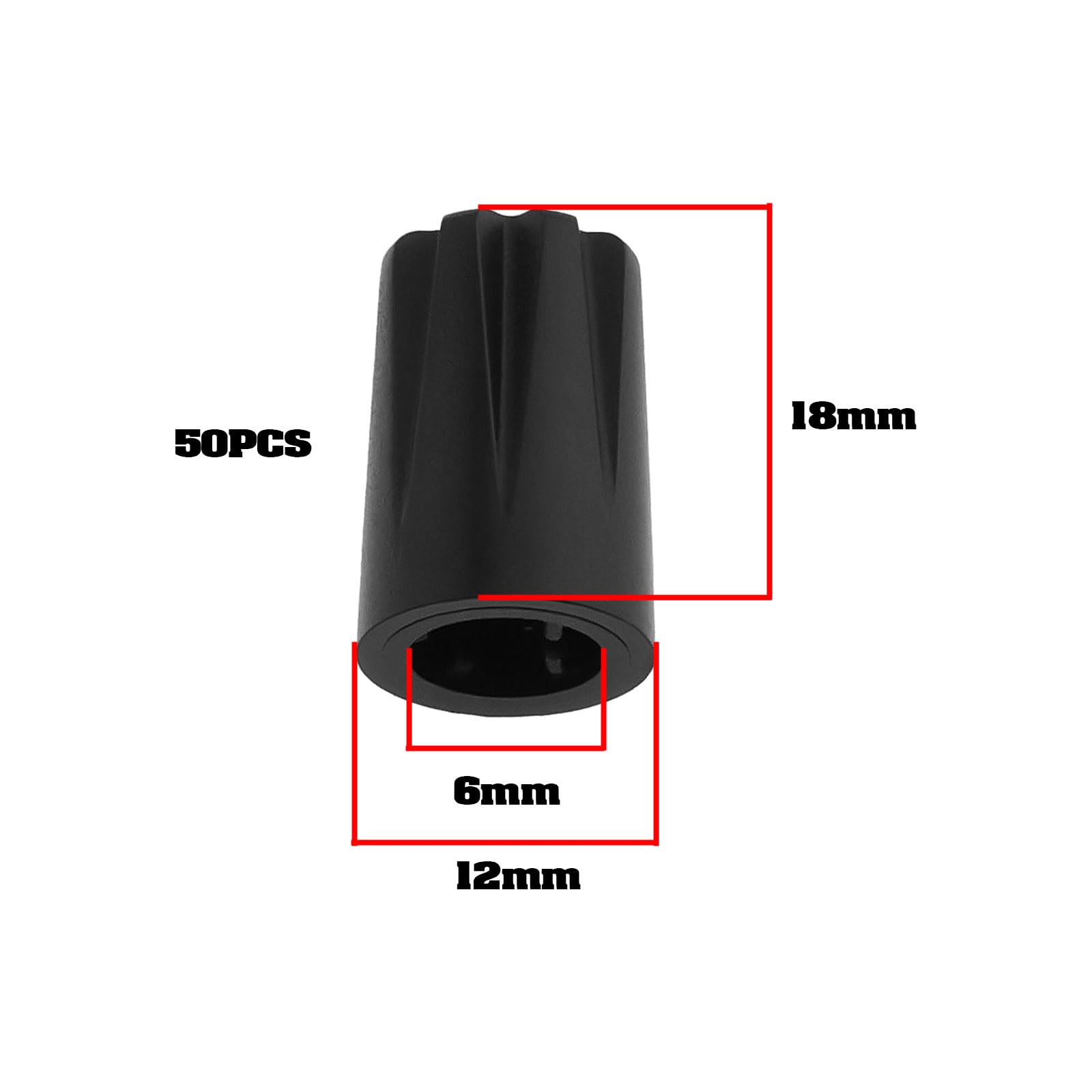 LT Easiyl 50Pcs 6mm D Shaft Black Tall Rotary Encoder Control Knob D Hole Control Knob With Concave Cap Potentiometer Knobs 6mm Shaft Knob Black - Image 4