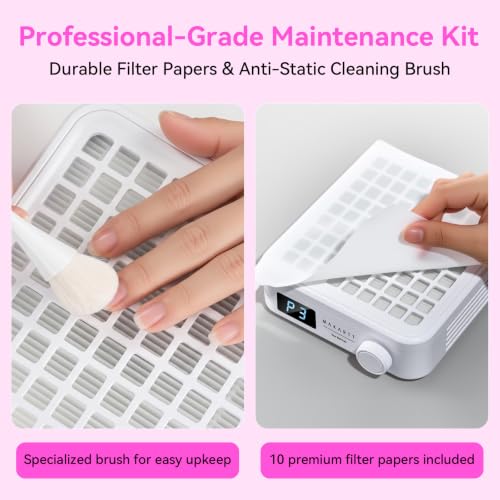 Image of Makartt PocketSized Nail Dust Collector - Powerful Dust Collector Nail Tech Quite Suction Machine for Acrylic Nails Manicure & Pedicure Salon & Home Use Includes 10pcs Filters & Dust Brush
