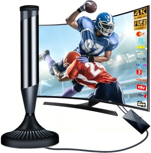 CSUXYD DVB-T2 Antenne mit Verstärker Innen & Außen，Matte Black | 360° Empfang Dvbt2 Antenne FüR Fernseher, Fernsehantenne Dvbt2 Mit VerstäRker &Magnetfuß,Tv Antenne FüR Alle Sender