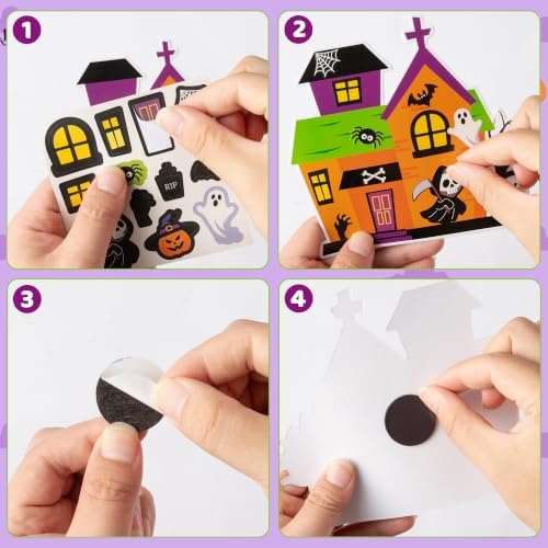 Haooryx Halloween Haunted House DIY Magnet Stickers Kid Paper Art Craft Kit — view 3
