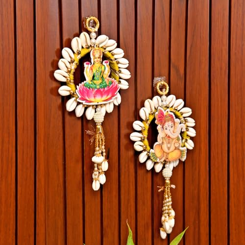 Image of CraftVatika Diwali Decoration Items, Wall Hanging for Home Decoration, Laxmi Ganesha Latkan Toran for Home Wall Door, Diwali Deepawali Gifts (22 CM Height) (2 Pieces)