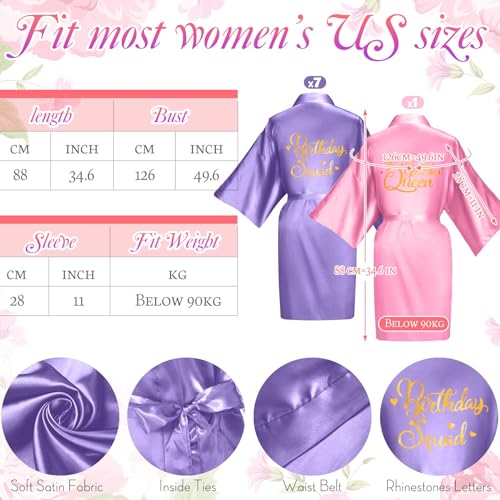 Image of Coume 48 Pcs Women Birthday Robe Birthday Queen Squad Robe Sunglasses Scrunchie Headbands Comb Bag for Spa Party