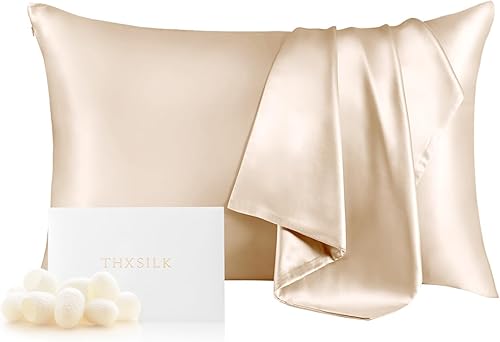 THXSILK Funda de almohada 100% seda de morera para cabello y piel, funda de almohada de seda de morera de grado 6A+, funda de almohada