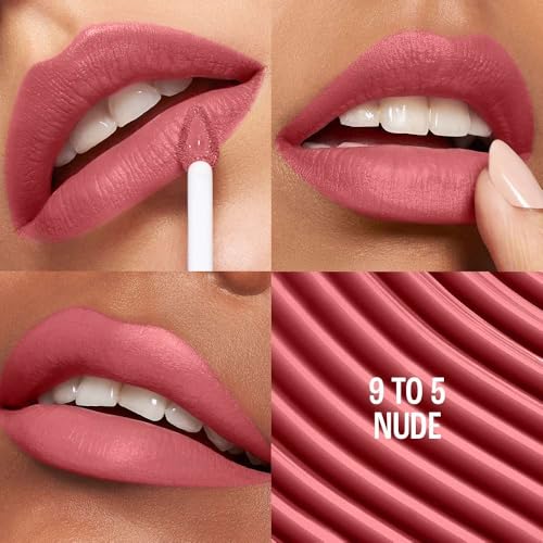 Image of Lakme 9to5 Hya Matte, Nude Liquid Lipstick, for Soft and Supple Lips, with Hyaluronic Acid & Vitamin E, Matte Finish, Smudge-Proof, Long-Lasting, for Women, 5.3 ml, (Pack of 2)