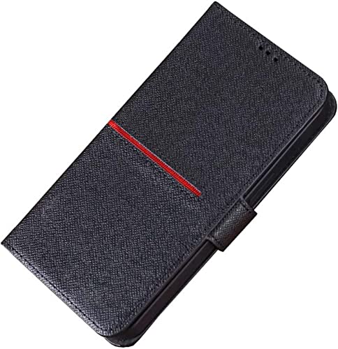 Étui portefeuille iPhone 14 Pro anti-rayure clapet en cuir noir avec fente porte-carte