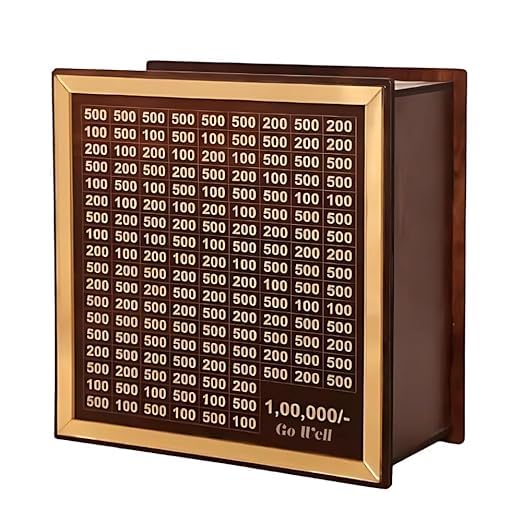 The Gift Square Wooden Donation Bank with 100 Notes for Temples, Religious Events – 1,00,000/- Target, Go Well Design-image-1
