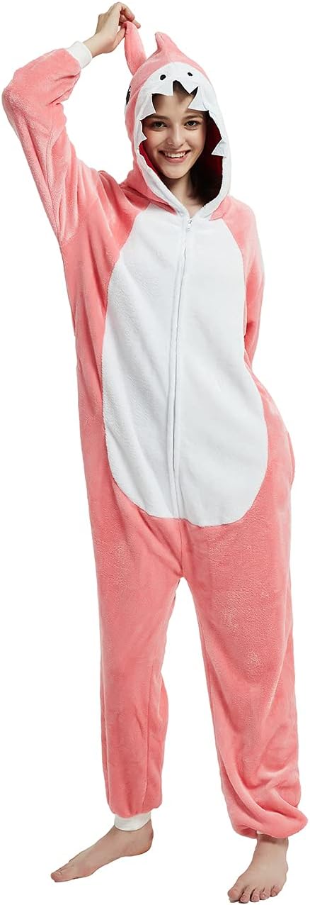 ABENCA Shark Onesie Adult Animal Costume Women Pajamas Plush Onepiece Cosplay Halloween Christmas - Image 4
