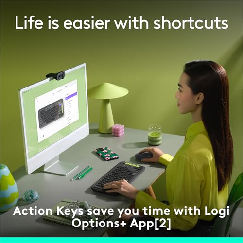 Image of Logitech POP ICON Keys Wireless Bluetooth Keyboard, Comfortable Typing, Programmable Keys, Easy-Switch Between up to 3 Devices, for Laptop, Tablet, PC - Graphite
