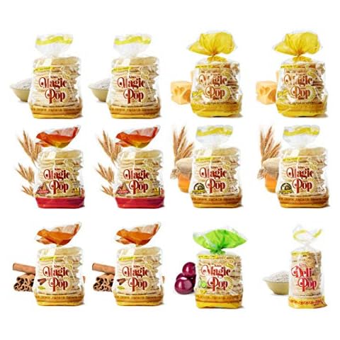 Kim's Magic Pop Freshly Popped Rice Cake Combo B 12 Bags | 15 Cakes per Bag | Keto, Vegan | Low Carb, Sugar Free, Fat Free, Natural, Multigrain Korean Snack | Easy Bread, Chip, Cracker Replacement Cover