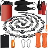 X XBEN High Tree Limb Rope Saw with 15 Oz Throw Bag, 2 Pack 50FT Paracord, 53 In Hand-operater Chainsaw Cutters with Handles and Carrying Bag, Pocket Chain Saw for Garden Camping