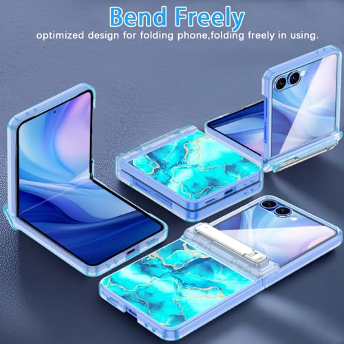 Shecaset for Galaxy Z Flip 7 Case,[Compatible with MagSafe][Built-in Screen Protector][Kickstand][Hinge Protection],Hard PC Slim Fit Shockproof Protective Case for Samsung Galaxy Z Flip 7,Light Blue - image 6