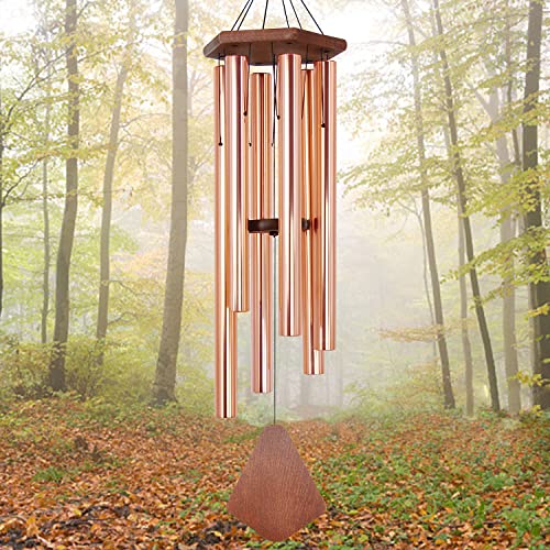 Wind Chimes Outdoor Large Deep Tone, 44 Inch Sympathy Wind Chime Outdoor, Memorial Wind-Chime With 6 Tuned Tubes, Elegant Chime For Garden, Patio, Balcony And Home Decor, Rose Gold #TOP5