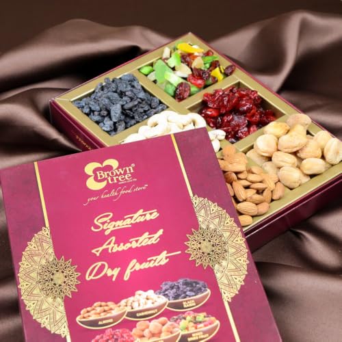 Image of Browntree Signature 6P-210g | Almonds, Cashews, Black Raisins, Dry Apricots, Cranberries, Mixed Fruits | Fresh & Healthy Dry Fruits and Nuts | Perfect Gifts, Festivals & Corporate Hampers | Unique Gifts for all Celebration