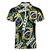Brazil Flag Brazilian Men's Polo Shirts Casual Short Sleeve Tops Zippered Golf Polo Shirts 3XL