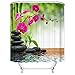 Produktbild Qilerongrong Badezimmer Duschvorhang, Top Qualität Anti-Schimmel Duschvorhänge Digitaldruck inkl. 12 Duschvorhangringe, 180x180cm (Rosa Phalaenopsis)