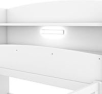 Vista 133 de Modern Full Size Platform Bed Storage Headboard and Safety Guardrail for Kids, Function Wood Platform Bed Frame with Built-in LED Light for Boy