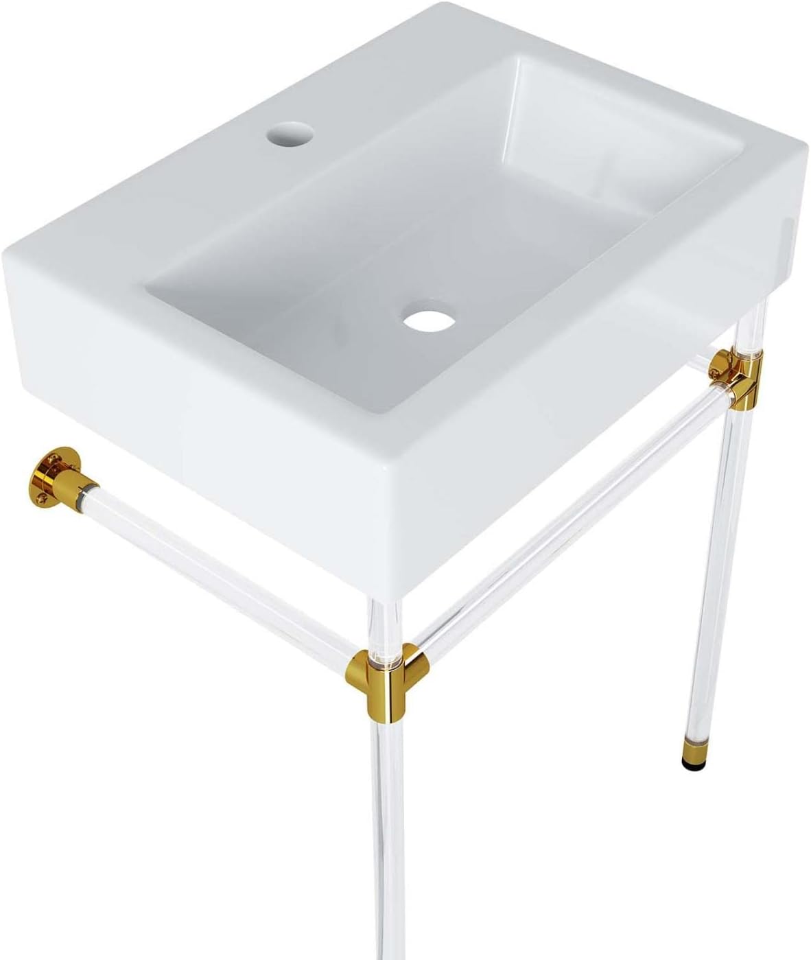 Modway Redeem 24" Wall-Mount Acrylic & Ceramic Bathroom Vanity in Clear/White