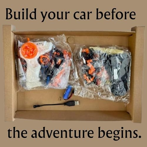 Image of RC Remote Control Engineering Model Car Creative Assembly Toy Kit 2.4GHz Rechargeable Sports Car Toy with Openable Doors & High Speed Racing DIY Model Kit for Kids (Block Rc Car Orange)