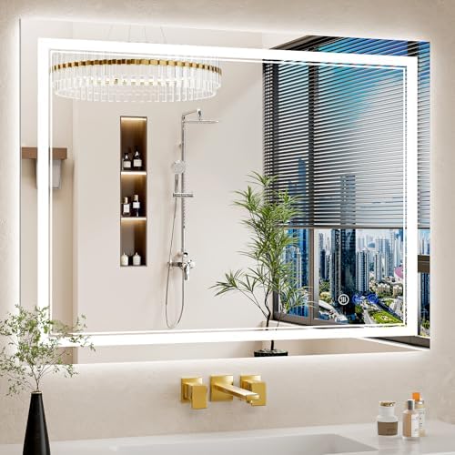 30"x40" LED Bathroom Mirror with Lights, Anti-Fog, Backlit + Fron...