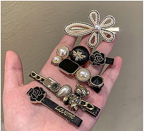 MURTISIDDH Latest Korean Fancy Bling Pearl Hair Clips Lock Hair Clip Pin Mini Clutcher Hair Accessories Set For Women Girls Girlfriend Ladies Long Short Hair Elegant(BLCKS,5PCS) 3