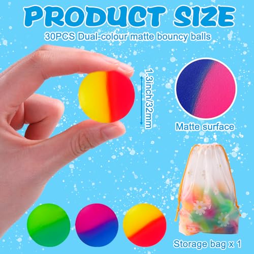 image for JOICEE 30pcs Bouncy Balls for Kids,32mm Rubber High Bouncing Balls in 