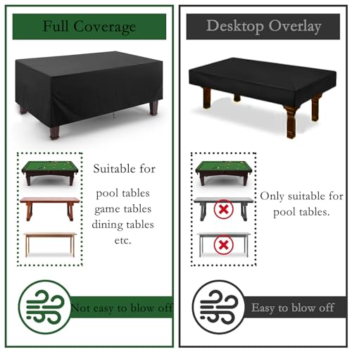 AkiiGer Pool Table Cover 7ft/8ft, Waterproof Sunscreen Billiard Table Cover for Pool Table, Indoor Outdoor Billiard Cover with Buckles Drawstring & Storage Bag(7ft - 89 x 45 x 32 in, Black)