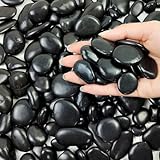 FANTIAN【最上級黒玉砂利】黒光石（彩光石）・自然玉 ブラック ナチュラル 装飾 川 小石 観賞用 川 小石 庭の造園、家の装飾、屋外舗装、噴水装飾など。(1-2cm,5kg)