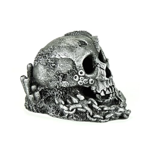 CLASSIC Silver Skull Aquarium Fish Tank Ornament - 190x180x140mm, 190 x 180 x 140 mm - Image 2