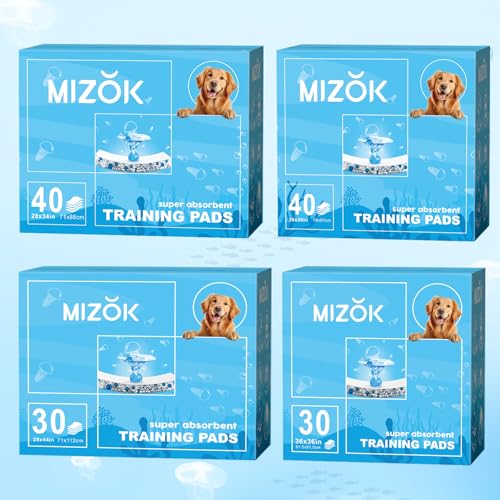 Image of MIZOK Dog Pee Pads 28x44in Extra Long Dog Pads 12 Cups Superior Absorption Leak-Proof Pee Pads for Dogs Marine Scented Odor-Control Puppy Pads with Jellyfish Pattern (30 Counts)