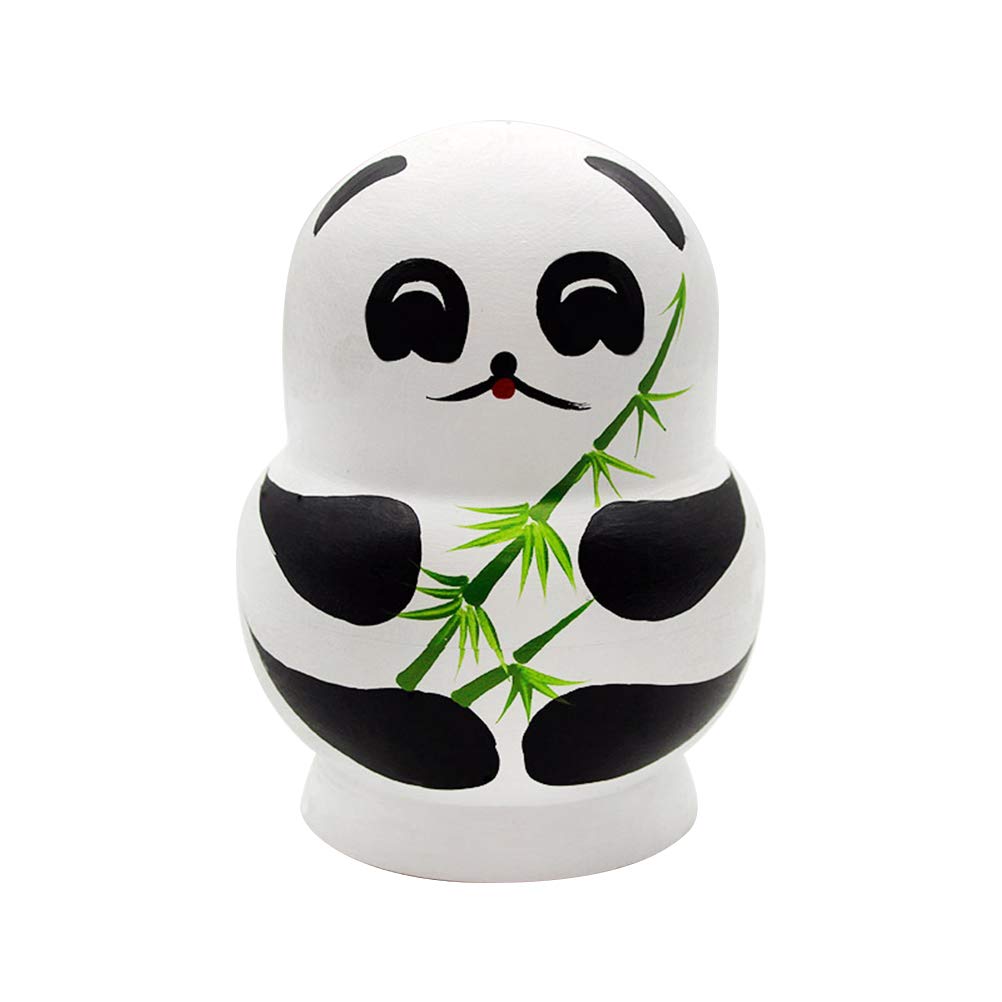 Bambole Russe Matrioska 10 Pezzi Fatte a Mano in Legno con Motivi Panda Regalo Natale Compleanno