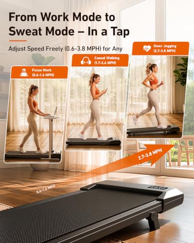 Image of Superun Walking Pad with 6% Incline, Under Desk Treadmill, 3 in 1 Portable Treadmills for Home with Remote Control LED Display, 2.5 HP Quiet Mini Treadmill for Office Home Use, 300 Lbs Capacity